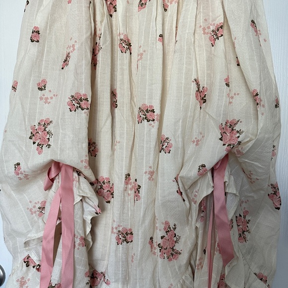 Brand new Floral Cream Midi Dress with Pink Accents - Picture 2 of 11